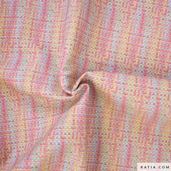Multicolor kunstleer met textieleffect pastel - Katia